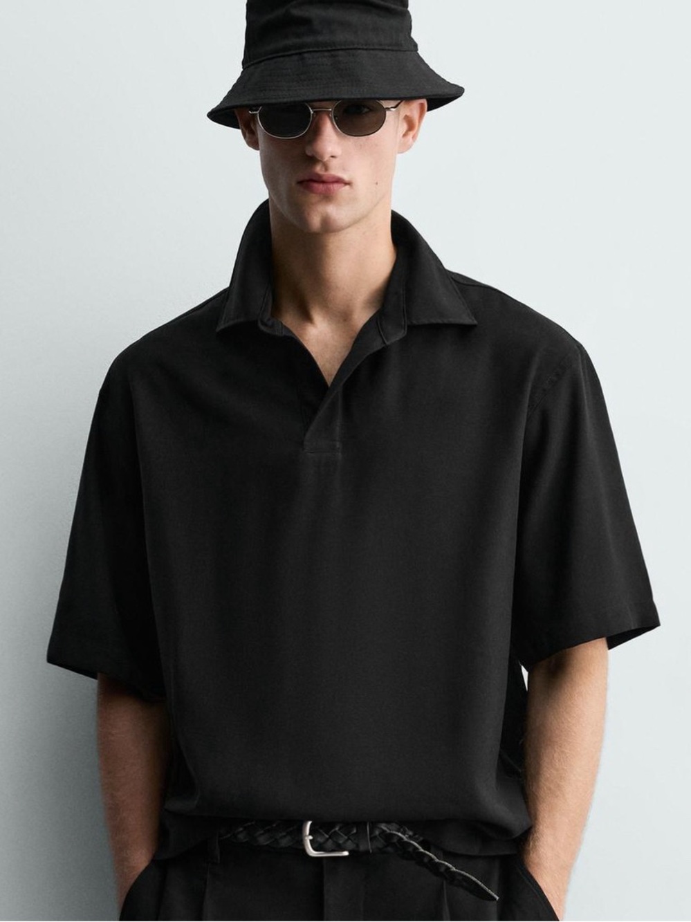 Zara Men’s Relaxed Fit Flowy Shirt - Black - Size L